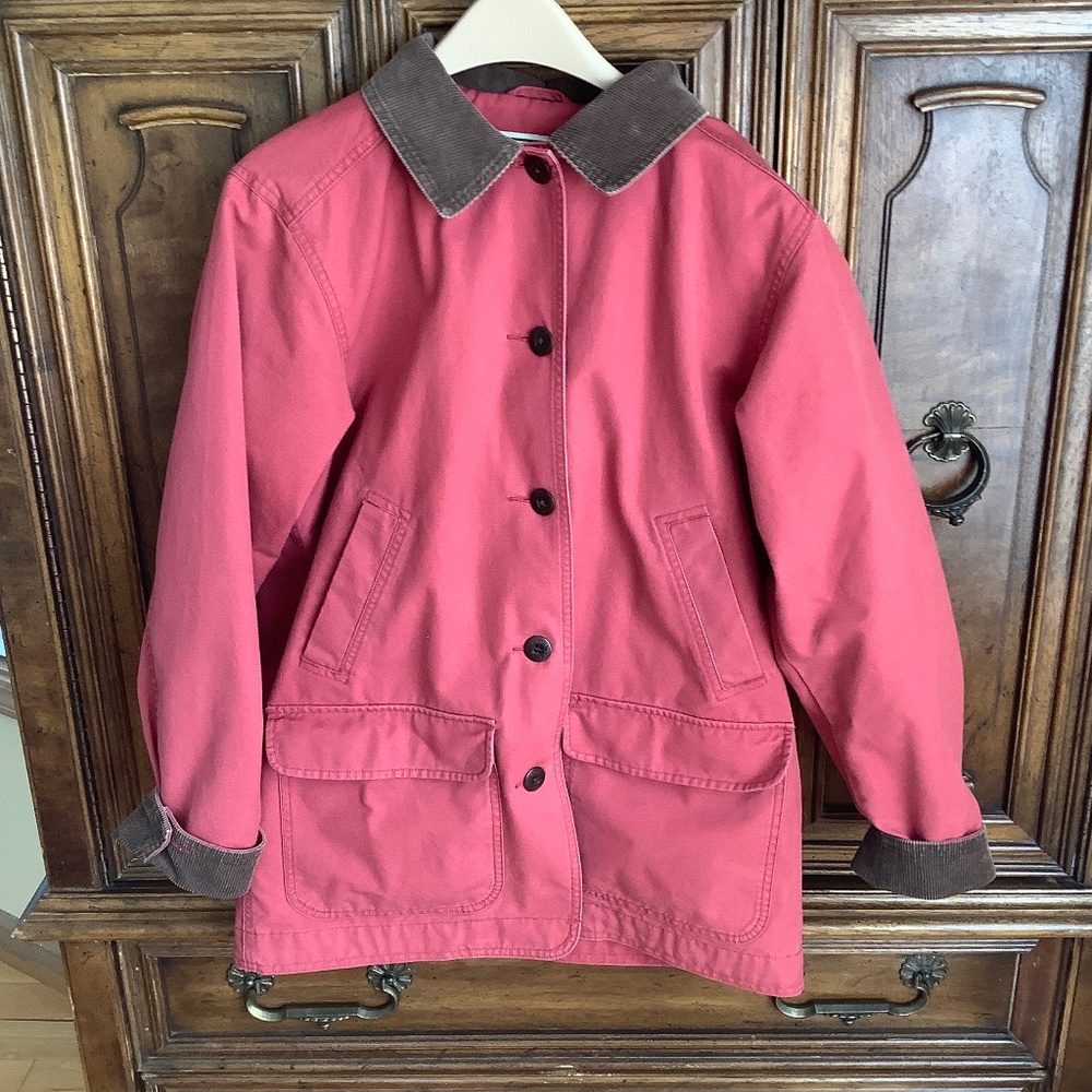 L.L. Bean Red Utility Jacket with Brown Accents